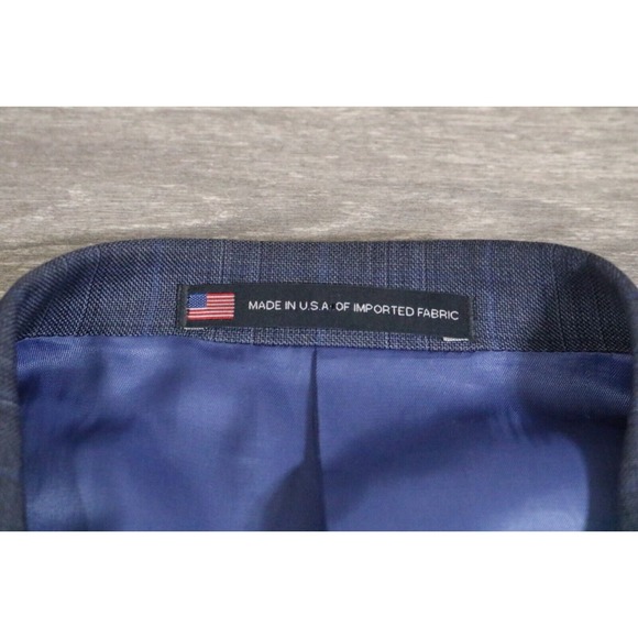 54L Hart Schaffner Marx Navy Wool 2-Piece Suit Trousers Jacket Pants 41 - Picture 4 of 16